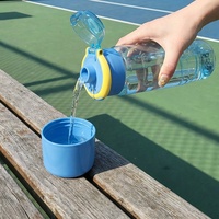 Botella de Agua Deportiva con Logotipo Personalizado, Gran Capacidad de 560 ml/660 ml, Transparente, de PC, con Doble Pajita, Tapa de Apertura Rápida