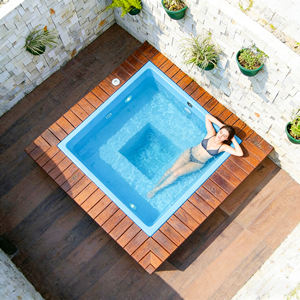 Mini piscina cuadrada de fibra de vidrio con azulejos de mosaico para uso en exteriores, spa para patio trasero, piscina spa exterior - Product Image 1