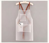Tablier imperméable, tablier spécifique aux artistes, tablier transparent en TPU pour barbier, mode, cuisine, restaurant, blanc, uniformes à fleurs tissées, OEM accepté