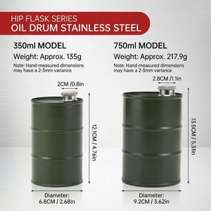 กระติกน้ำสแตนเลสแบบพกพา ขนาด 350 มล. 750 มล. รูปทรงถังน้ำมัน  สำหรับใส่ไวน์หรือแอลกอฮอล์ - Product Image 2