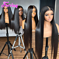 Peluca sin pegamento de cabello liso vietnamita SDD, peluca de encaje HD al por mayor, peluca de cabello humano vietnamita súper doblemente estirado con encaje frontal