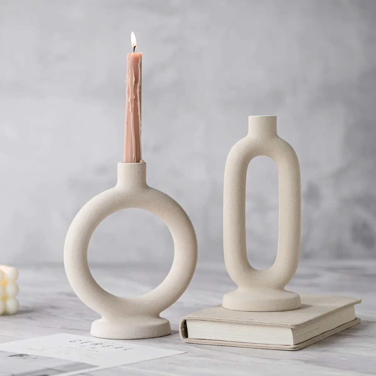Wholesale Nordic Style Geometric Candle Stick Unique Creative Home Wedding Decoration Candle Holder Ceramic for Candlestick