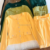 Nouvel ensemble de pyjama d'hiver simple et chaud en flanelle, style princesse doux avec dentelle, haut de gamme, deux pièces pour la maison