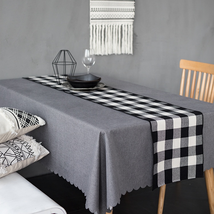 Новинка 2022 г., украшение для дома в классическом стиле, натуральная Двусторонняя черно-белая хлопковая клетчатая скатерть в клетку с рисунком буйвола, Рождественская скатерть