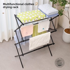 Appendiabiti Pieghevole Retrattile, Stendibiancheria Espandibile da Terra, <span class=keywords><strong>Porta</strong></span> <span class=keywords><strong>Asciugamani</strong></span> a 3 Livelli, Semplice e Pieghevole per Uso Domestico, Vendita all'Ingrosso - Product Image 4