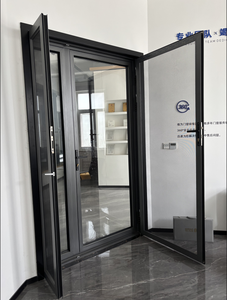 Puerta Doble <span class=keywords><strong>para</strong></span> Vestíbulo de Hotel, Puerta de Entrada Abatible de Aluminio con Rotura de Puente Térmico y Vidrio Templado, Moderna, con 5 Años de Garantía, <span class=keywords><strong>para</strong></span> Escuelas y Salas de Estar - Product Image 4
