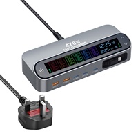 Nouveau chargeur de bureau rétractable 470W, chargeur multi-appareils GaN PD 405W avec affichage numérique, modèle de charge directe 140W