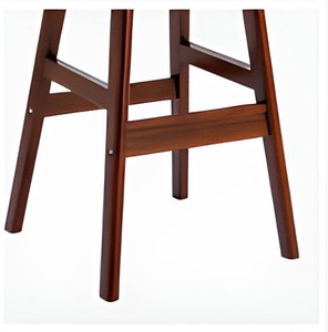 Modern Brown <b>Leather</b> Upholstered <b>Bar</b> <b>Stool</b> with Solid Wooden Legs and Footrest Counter Height Chair for Kitchen Cafe Seating - Product Image 2