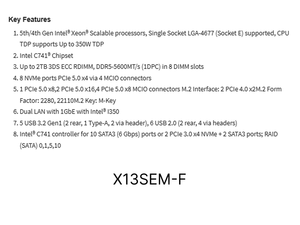 MBD-X13SEM-TF/X13SEM-F เมนบอร์ดเซิร์ฟเวอร์ไมโคร-ATX พร้อมซ็อกเก็ตเดี่ยว LGA-4677 (ซ็อกเก็ตอี)อินเทล C741, รองรับ DDR5 ใหม่จัดส่งรวดเร็ว - Product Image 3