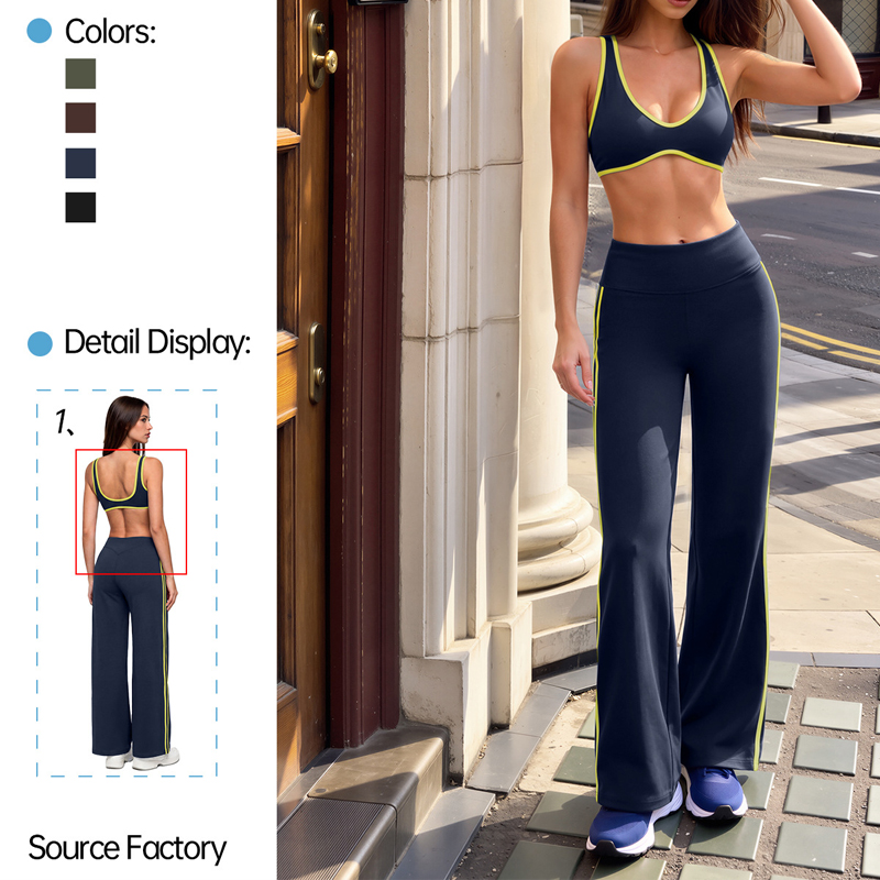 Tight Yoga Fitness Sports Suit Body-Slimming Quick-drying Outdoor Running Women's Solid 2-Piece Set