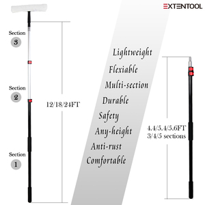 Extentool 20ft Twist Lock Telescopic <strong>Window</strong> <strong>Cleaning</strong> Brush Tools <strong>Set</strong> With Silicone Squeegee - Product Image 3