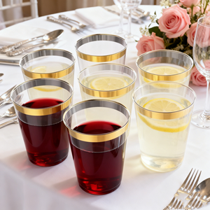 Assiettes de présentation dorées de 13 pouces, sous-assiettes en plastique pour services de mariage, sous-assiettes transparentes avec bord doré, assiettes de présentation en acrylique pour dîner - Product Image 3