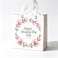 Sac en papier biodégradable personnalisé avec lamination brillante de qualité supérieure, motif floral magnolia, production en 72h, vente en gros