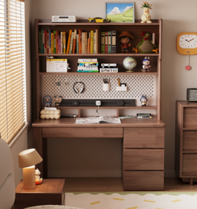 Wood <b>Study</b> <b>Desk</b> with Bookshelf Storage for Kids Bedroom Home Office Furniture Set - Product Image 4