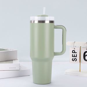 40oz Car <b>Travel</b> H2.0 <b>Handle</b> Tumbler Vacuum <b>Mug</b> Lid Straw Non-Slip Base ODM OEM Custom Color - Product Image 5