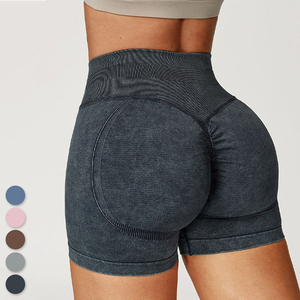 Shorts de Yoga con Cintura <span class=keywords><strong>en</strong></span> V y Efecto Push-Up para Mujer, Marca Privada |   Shorts Deportivos de Cintura Alta con Control de Abdomen EDK5064 - Product Image 1