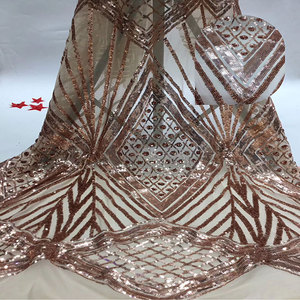 Lentejuelas de oro diseño geométrico tela africana de encaje ex-precio de fábrica 5 yardas - Product Image 1