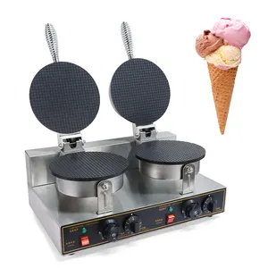Commerciële Dubbele Platen Ice Cream Cone Baker Gietijzer Non-stick Heater Wafelijzer Voor Restaurant