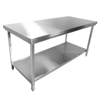 Table de préparation commerciale en acier inoxydable 304 sur mesure avec pieds ronds et pieds réglables pour restaurant et cuisine
