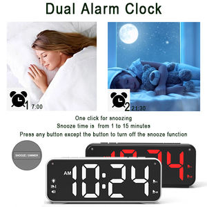 Bureau électronique grands <span class=keywords><strong>chiffres</strong></span> LED horloge alarme réglable Volume numérique réveil pour maison, chambre, bureau - Product Image 3