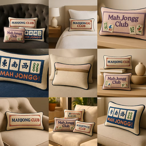 <span class=keywords><strong>Funda</strong></span> de Cojín Personalizada Moderna con Diseño de Mahjong en Punto de Cruz, Textura 3D, Poliéster, Cierre de Cremallera, Logotipo Personalizado, Monograma para el Hogar - Product Image 2