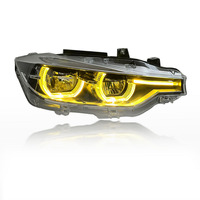 Repuestos Originales SJC V2 Plateados para Auto BMW Serie 3 F30 F35, Faro Delantero LED Amarillo Blanco, DRL Bicolor, Conjunto de Lámpara Frontal