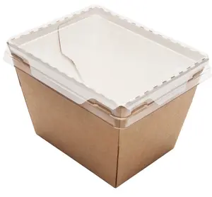 Klik Lock Wegwerp Lunch Box Kraft Papier Nemen Voedsel Containers Clear Deksels Apart Verkocht