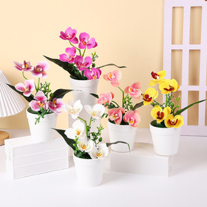 Plante artificielle en pot d'orchidées Phalaenopsis, 5 fleurs, haute simulation, fleur décorative pour la décoration de la maison et du bureau - Product Image 1