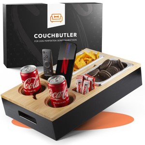 Couchbutler Snack Tray With Drink Holders And Remote Slot For Living Room Use - Product Image 1
