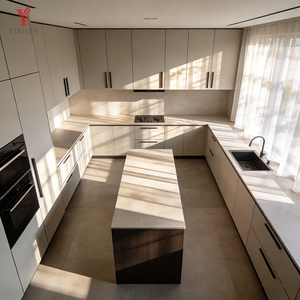 Mueble <span class=keywords><strong>de</strong></span> <span class=keywords><strong>Cocina</strong></span> Moderno <span class=keywords><strong>de</strong></span> Madera Contrachapada para el Hogar, Perfil Metálico, Diseño Personalizado <span class=keywords><strong>de</strong></span> Lujo, Listo para Ensamblar, Armario <span class=keywords><strong>de</strong></span> Almacenamiento Completo - Product Image 1