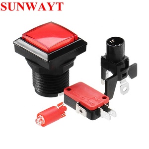 Grossiste 32*32mm 12V petit bouton poussoir d'arcade carré illuminé par LED pour accessoire de machine de jeu à pièces - Product Image 4