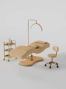 Table de massage pliable et réglable pour cils, fauteuil de spa et de salon de beauté, lit de soin facial rose incurvé, personnalisé en usine - Product Image 2