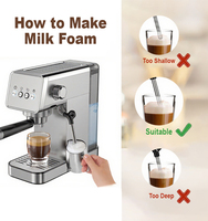 Máquina de Espresso Semiautomática de Acero Inoxidable de 20 Bares con Espumador de Leche para Latte y Cappuccino, Uso Doméstico y Hotelero