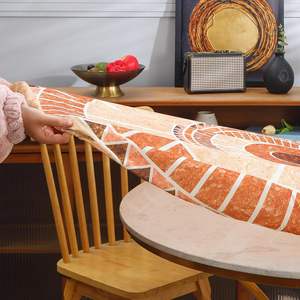 Custom <strong>Round</strong> Table Cloth Elastic Edge Waterproof <strong>Wipeable</strong> Washable Fitted <strong>Tablecloths</strong> for <strong>Round</strong> Tables - Product Image 2