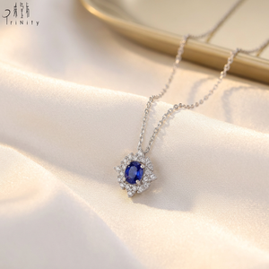 คอลเลคชั่นใหม่ เครื่องประดับอัญมณีชั้นดี ขายส่ง ทองคำแท้ 18K ประดับไพลินธรรมชาติ พร้อมจี้เพชร สร้อยคอสำหรับสุภาพสตรี ใส่ไปงานปาร์ตี้ - Product Image 6