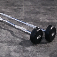Ensemble de barres de musculation en uréthane de 20 kg, barre droite en caoutchouc, barre EZ Curl fixe en TPU