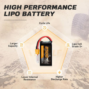 Batería Lipo 2S 2500mAh 7.4V 80C de Alta Tasa de Descarga con Conector XT60 para Dron Cuatricóptero RC FPV - Product Image 5