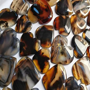 Agate de Montana naturelle, forme fantaisie, percée sur le devant, agate de Montana lisse en forme de cœur, pierres semi-précieuses pour la création de bijoux. - Product Image 1