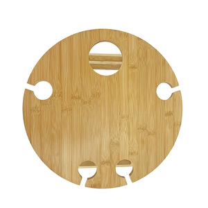 Custom-made bamboo round wine <b>table</b>, <b>outdoor</b> picnic <b>table</b>, <b>foldable</b> and portable bamboo and wood wine <b>table</b>, couple's wine <b>table</b> - Product Image 1