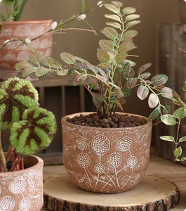 Pots à fleurs contemporains en fibre de verre vieillis, design dentelle, respirants, petits pots pour plantes succulentes, décoration maison et jardin - Product Image 5
