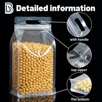 Lebei Pochette Transparente à Fond Plat avec Poignée, Grand Sac à Fond Carré Scellable à Chaud en Plastique avec Fermeture Éclair et Impression de Logo Personnalisé