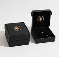 Caja de Cartón Corrugado Negra con Impresión en Dorado Personalizada, Caja de Regalo de Lujo para Perfumes y Cosméticos, Empaque para Minoristas de Marcas de Fragancias