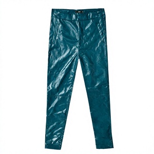 Pantalones de Cintura Alta, de Cuero de la Mejor Calidad, Color Sólido, Corte Regular, Largos, Estilo Casual, Elásticos, Transpirables para Invierno - Product Image 5
