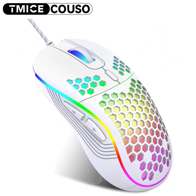 Honeycomb Wired Gaming Mouse RGB Backlight 7200 Adjustable DPI Ergonomic USB Computer Mice for Windows PC & Laptop Gamer Mouse