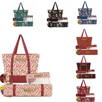Ensemble de Mahjong 4 pièces, sac cosmétique rétro multifonctionnel de grande capacité, durable, en polyester, élégant, portable pour le rangement