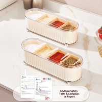 Plastic Food-Grade Kitchen Seasoning Box with Integrated Compartmentalized Condiment Storage Set for Salt and MSG