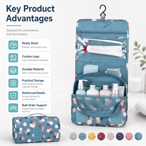 Toiletry <strong>Bag</strong> <strong>Hanging</strong> Style Multi-pocket Cosmetic Organize Travel <strong>Wash</strong> <strong>Bag</strong> with Hook Custom Logo for Corporate - Product Image 5