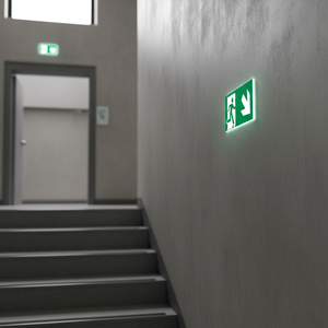Uscita di emergenza verso il basso segno freccia destra-PVC luminescente - Product Image 3