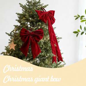 Lazo de Tela Rojo Navideño de Alta Calidad, Adorno Colgante Grande para Ventanas y Decoración Festiva del Hogar - Product Image 1