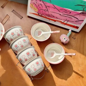 Vajilla Kawaii para el Hogar, Juego de Vajilla de Cerámica con Lindo Cerdito Feliz para el Año Nuevo, Día de San Valentín, <span class=keywords><strong>Regalo</strong></span> de Boda - Product Image 2